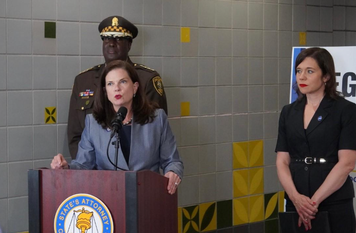 SA Burke speaks at the RTTF press conference at CTA's Roosevelt Station.